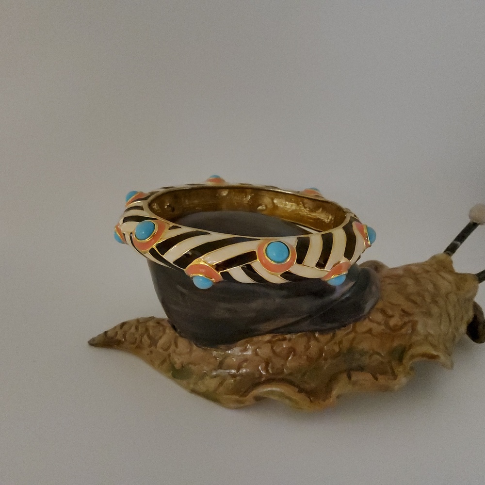 Vintage Kenneth Jay Lane Zebra Turquoise Bracelet - image 2
